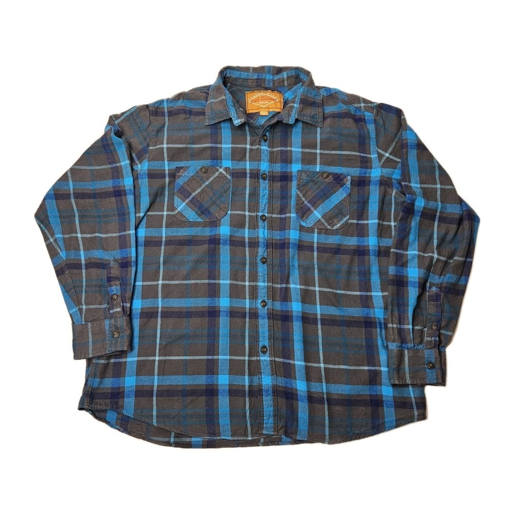 Red‎ Camel Flannel Shirt Mens XXL Blue/Gray Plaid Handcrafted Cozy Outdoors